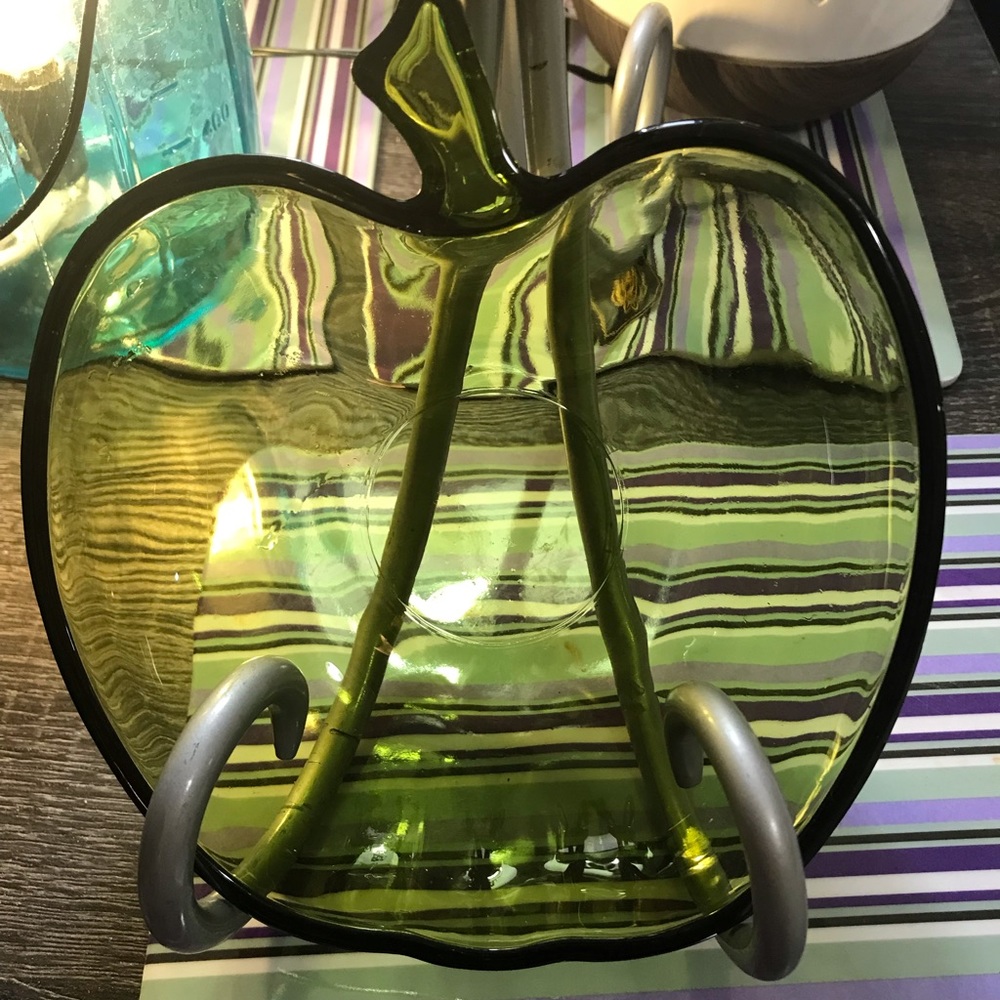 Green Apple Hazel Atlas Glass Candy Dish/ soup bowl